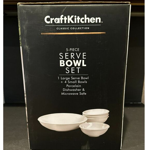 Craft Kitchen 5-Piece Porcelain Serving Bowl Set - New in Box - Picture 5 of 5